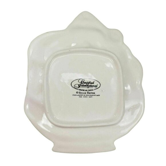 Becca Barton Santa Cookie Plate Xmas Embossed Ceramic Certified‎ International - Picture 5 of 8